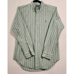 Ralph Lauren Men's Classic Fit Button Down Green White Stripe 15 32/33 *Read*